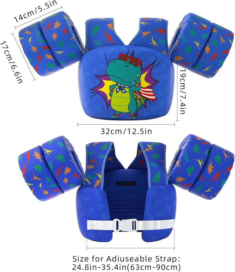 REALIKE Kids Swim Vest for Toddler Floaties Swimming Aids with Shoulder Harness Arm Wings for Children/Infant/Baby,Sea Beach/Pool/Lake, Suitable for 28-70lbs Boys/Girls - Image 5